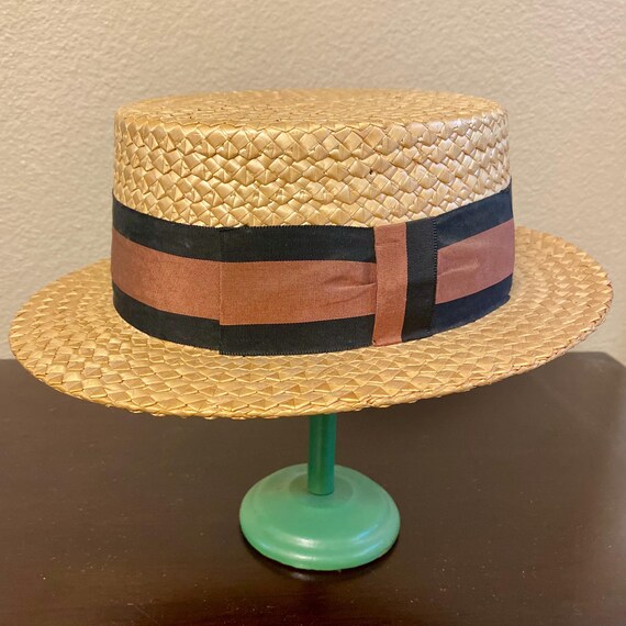 Vintage Straw Sun Hat Made in Italy Mint Condition Natural Nautical Maritime Vintage Straw Sun Hat Made in Italy Mint Condition Natural  main image 4