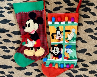 Vintage Disney Stockings LIKE NEW • 2 Available • Collectible Mickey Mouse Christmas