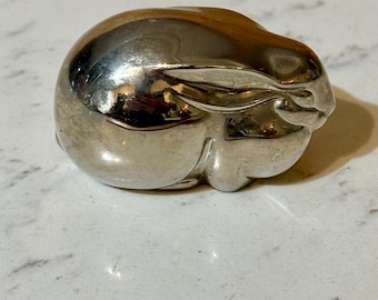 Figura de conejo vintage de níquel danés: pisapapeles de diseño escandinavo