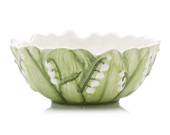 Bol Vietri vintage con lirios del valle: porcelana italiana pintada a mano.