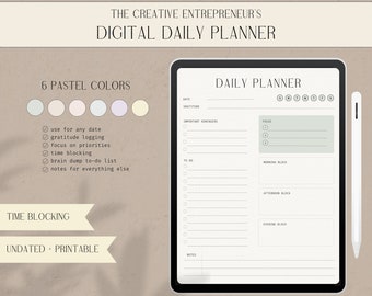 Photographer Digital Daily Planner, Entrepreneur Digital Planner, GoodNotes Planner, Notability, Undated Minimal Planner, Creative Planner
