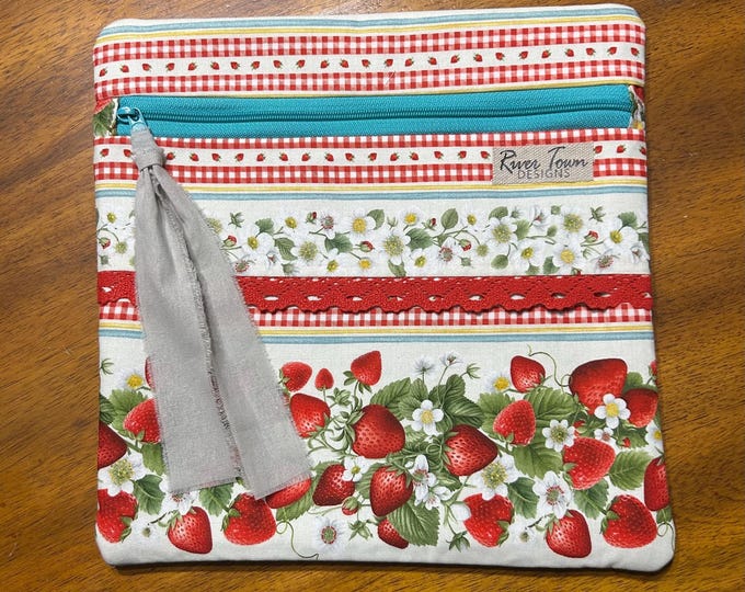 Strawberry Cross Stitch Project Bag