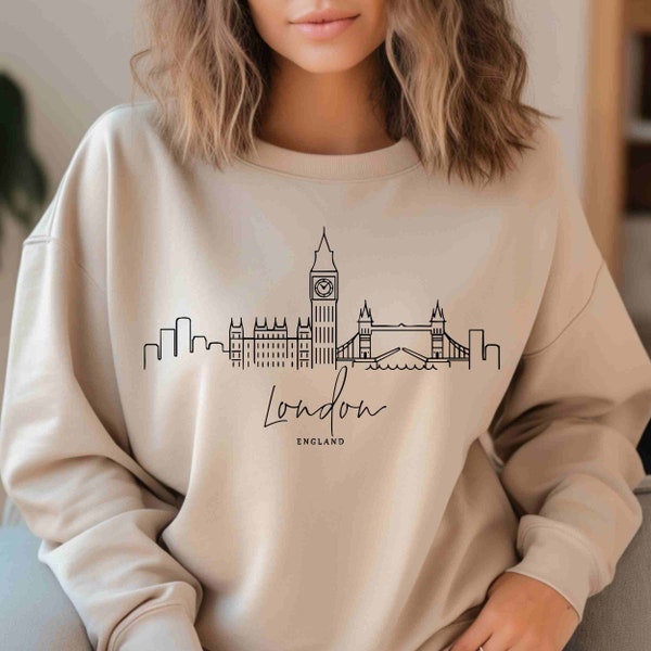 London Sweatshirt, London Skyline Crewneck, England Sweatshirt, London Shirt, London Sweater, London Gift, London Souvenir ,Soft Shirt.