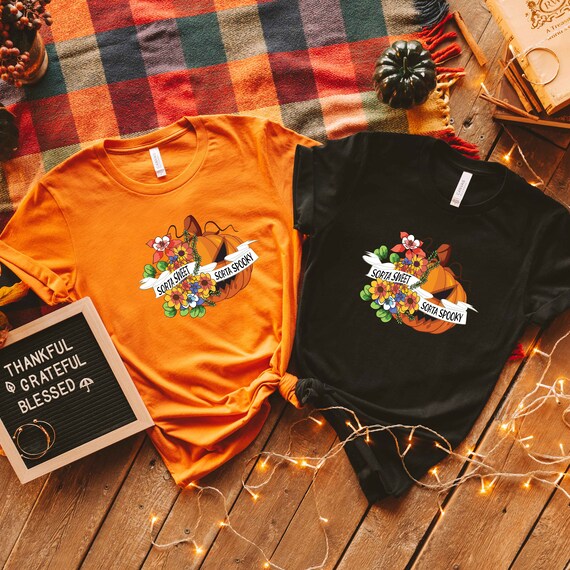 Sorta Sweet Sorta Spooky T-shirt, Sweatshirts For Women Trendy Halloween, Pumpkin Patch Shirt, Flower Pumpkin Shirt, Halloween Pumpkin Tee