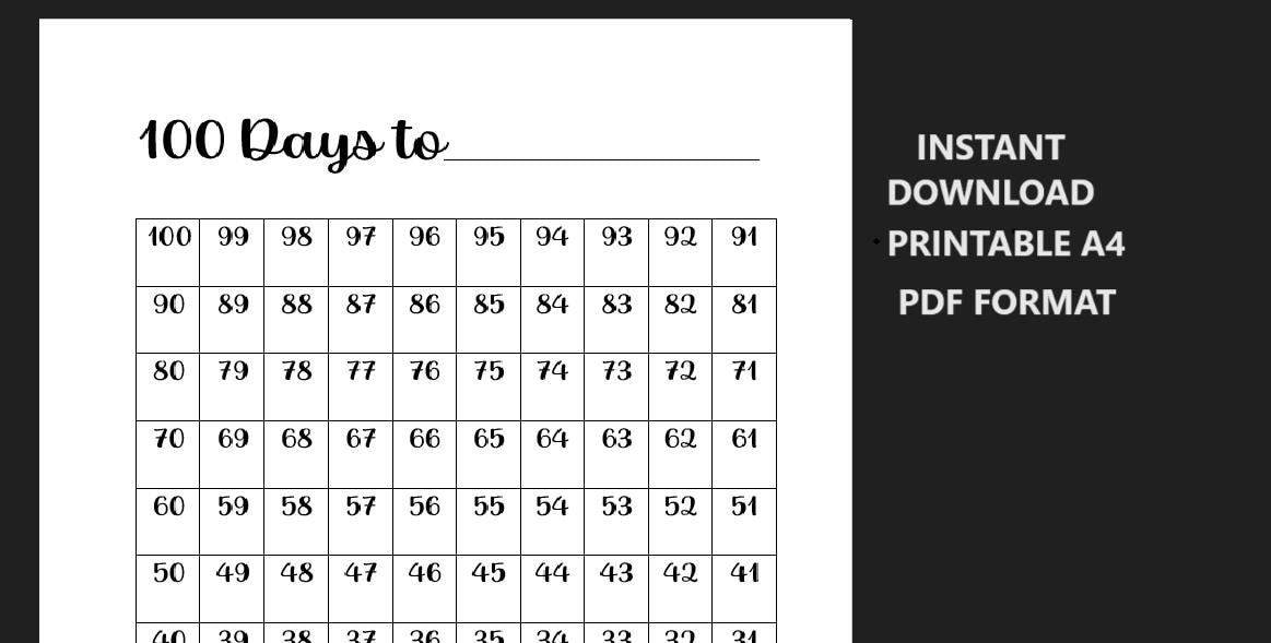 100-day Countdown Printable | Vacation, Cruise, Holiday, Wedding ...
