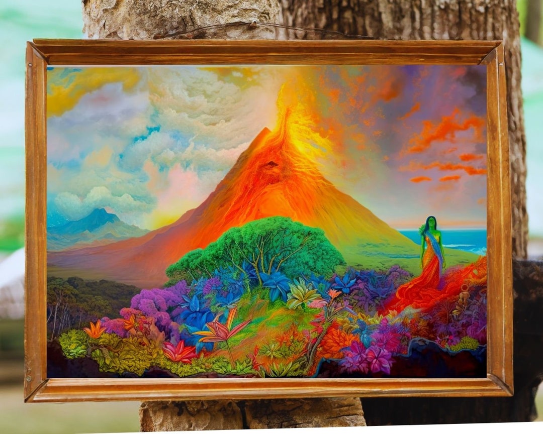 Mauna Loa Volcano Landscape Art Big Island Hawaii Surreal Lava Flow ...