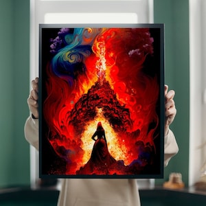 Pele&#39;s Home Art Print Kilauea Volcano Scene Hawaiian Goddess Mythology Fiery Eruption Wall Decor Unique Island Landscape Home Decoration Art