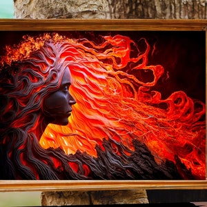 Pele Lava Art Big Island Art Mauna Loa Art Goddess Pele Art Pele Hair Art Fiery Hawaii Art Hawaiian Fire Art Hawaii Artwork Volcano Eruption