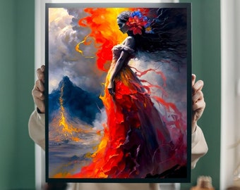 HAWAII ART - The Living Goddess: A Mystical Hawaiian Art Print of Pele, the Shapeshifting Goddess Who Resides in the Volcanoes