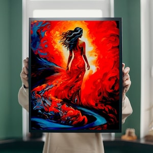 Goddess Deity Art Print Fiery Volcano Art Pele Art Mythology Decor Enchanting Landscape Wall Art Dreamer Home Decoration Travel Wanderlust
