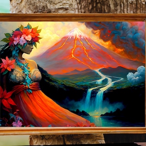 HAWAIIAN ARTPele's Presence: A Soothing and Calming Hawaiian Art Print of the Protective and Nurturing Energy of the Volcano Goddess