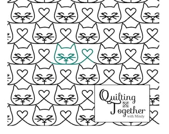 Kitty Love Digital Quilting Design for Longarm Edge to Edge Pantograph