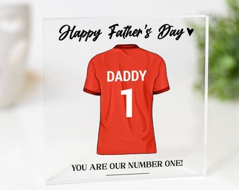 Personalisierte Fußball Shirt Plakette für Papa und Opa | Vatertag, Geburtstag und Weihnachtsgeschenk | Geschenke für Männer | Acryl Plakette