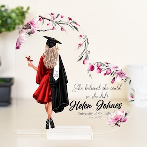 Graduation Gifts for Her | Congratulations Gift | Custom Photo Acrylic Plaque | Class Of 2023 | Personalised Print | Graduation heart Plaque