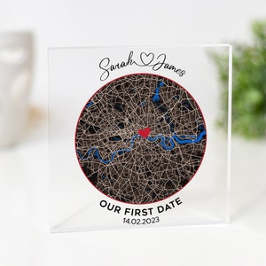 Carte personnalisée de l'endroit où nous nous sommes rencontrés, carte de notre première date, carte de la première date, carte de notre plaque de première date, carte de localisation, cadeaux d'anniversaire, premier rendez-vous