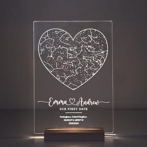 Targa con mappa stellare personalizzata, luce notturna con mappa delle costellazioni stellari personalizzata, mappa stellare personalizzata per matrimonio, fidanzamento, anniversario, compleanno