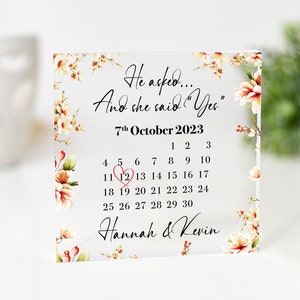 Personalized &#39;She Said Yes&#39; Engagement Keepsake | Couple&#39;s Names & Date Engagement gift | He Asked She Said Yes Gift for Fiancé/Fiancée,