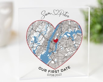 Regalo personalizado de mapa para la primera cita: recuerdo de aniversario