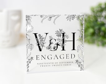 Personalized 'She Said Yes' Engagement Keepsake | Couple's initials & Date Engagement gift | He Asked She Said Yes Gift for Fiancé/Fiancée,