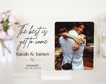 Unique engagement photo frame: Celebrate Newly Engaged Love – Picture frame, Boyfriend's Gift with Photo Frame,Engagement present for Her