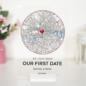 Carte personnalisée où nous nous sommes rencontrés pour la première fois, carte de notre plaque de premier rendez-vous, cadeau de première date pour petite amie, où tout a commencé Plan de la ville, cadeau de la Saint-Valentin