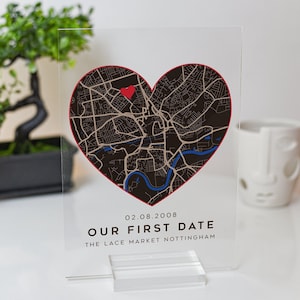 Benutzerdefinierte Karte unseres ersten Dates - wo wir uns zum ersten Mal trafen, Geschenk für Frau Freundin Mann Freund - wo alles begann