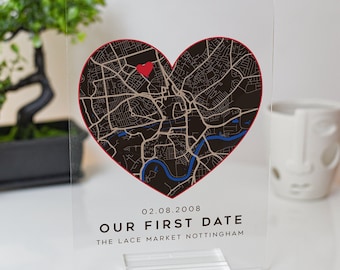 Mapa personalizado de nuestra primera cita: mapa personalizado de dónde nos conocimos, regalo para esposa, novia, esposo, novio, donde comenzó todo