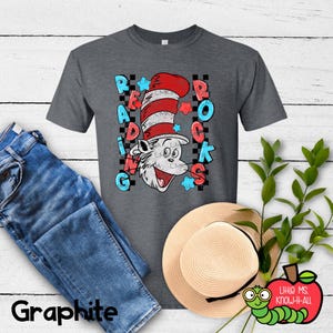 Reading Rocks T-Shirt, Lesen Sie in Amerika beliebtes Buch Charakter Shirt, süßes Geschenk für Lehrer und Schulpersonal, Valentinstag, Ostern