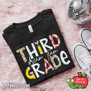 Camisetas de nivel de grado para maestros con letras Dream Team Doodle, camisetas populares y lindas para maestros, regreso a clases, primer día de clases, conoce al maestro