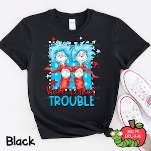 Hier kommt Probleme T-Shirt, lesen in Amerika Shirt für Lehrer und Schulpersonal, süßes Buchcharaktere Geschenk, Buchliebhaber, Valentinstag