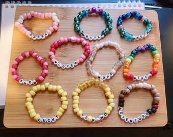 Beaded Word Bracelets: Angel, Love, Dream, Hope
