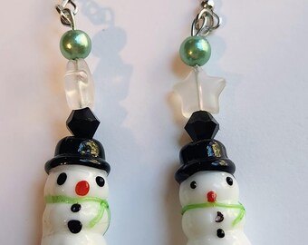 Cozy Snowman Earrings  -  Holiday Winter Jewelry