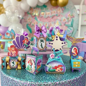 Little Mermaid Birthday Party Favor Digital Box - studio and pdf