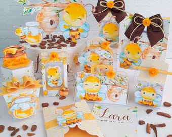 DIY Little Bee Digital Birthday Party Favor Box with 2 Different Kits - file formats:  STUDIO and PDF
