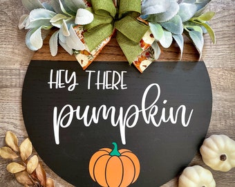 Fall Wreath, Door Hanger, Hello There Pumpkin, Fall Door Hanger, Welcome Sign, Front Door, Home Decor, Wood Sign, Pumpkin Decor, Porch Decor