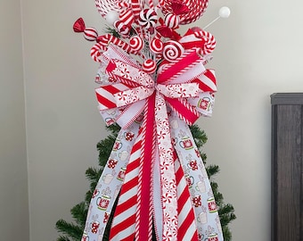 Zuckerstangen-Baumspitze, Weihnachtsbaumspitze, Zuckerstangen-Dekoration, Weihnachtsdeko, Festtagsdeko, Verspielte Baumspitze, Weihnachtsbaumspitze