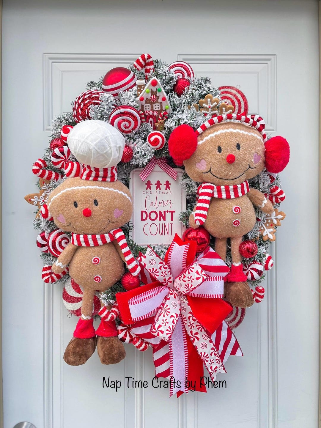 Gingerbread Christmas Wreath, Candy Holiday Decor, Whimsical Wreath - Etsy