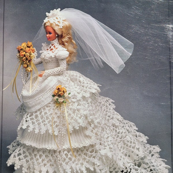 Digital Download Vintage Fashion Doll Bridal Wedding Gown Crochet Pattern