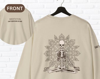Skeleton Sweatshirt, Crew-neck Sweatshirt, Oversized Sweatshirt, Meditation Sweatshirt, Halloween Skeleton Sweatshirt, Spooky Lounge Sweater
