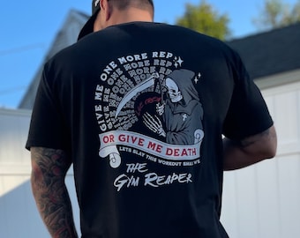 Grim Reaper Gym Shirt, Halloween Shirt, Gym Pump Cover, Weightlifting Shirt, Fitness Shirt, Oversized Graphic Tee, Spooky Season Shirt
