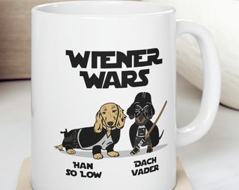 Wiener Wars Ceramic Mug 11oz - Star Wars Inspired - Dachshund Humor - Dog Lover - Coffee Addict Mug - Coffee Lover - Star W@rs Lovers