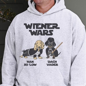Bluza z kapturem Wiener Wars Dachshund Unisex - inspirowana Gwiezdnymi Wojnami - Humor jamnika - Doxie - Miłośnicy psów - Zabawny prezent dla jamnika