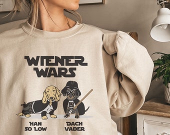 Wiener Wars Unisex Crewneck Sweatshirt - Funny Star Wars Inspired Sweatshirt - Dachshund Lover - Doxie - Wiener Dog Gift - Dog Sweatshirt -