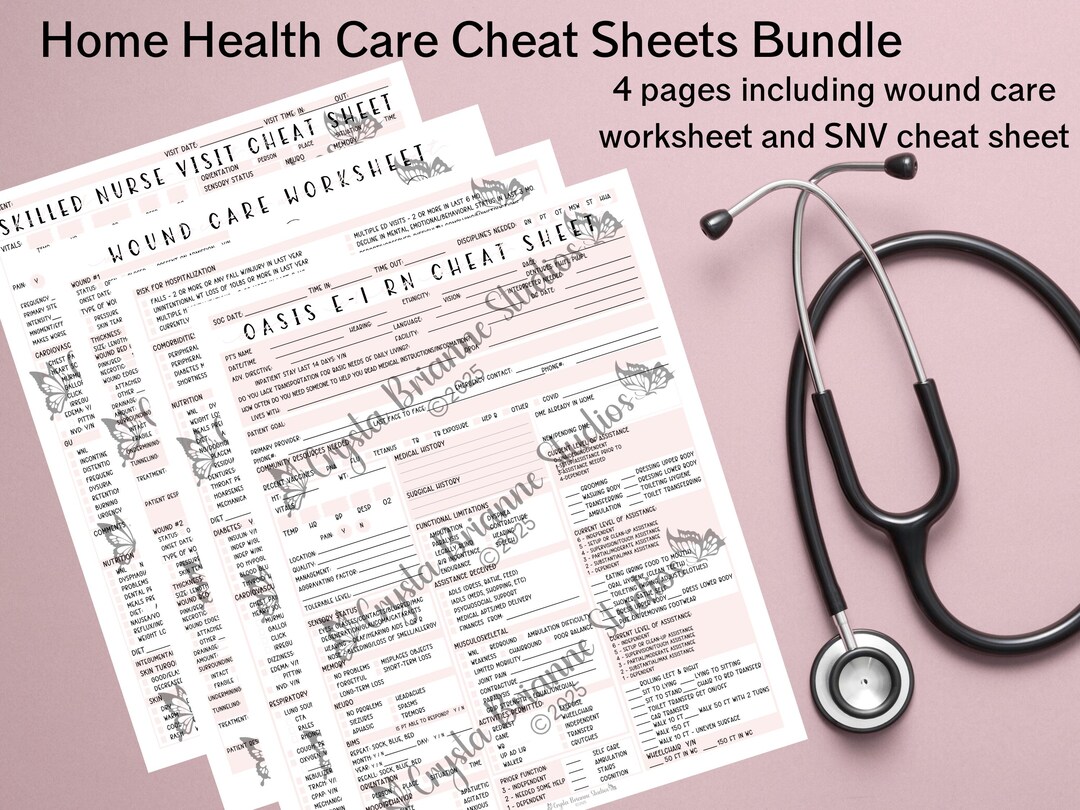 Home Health Nursing Documentation Bundle: OASIS Soc, Wound Care, SNV ...
