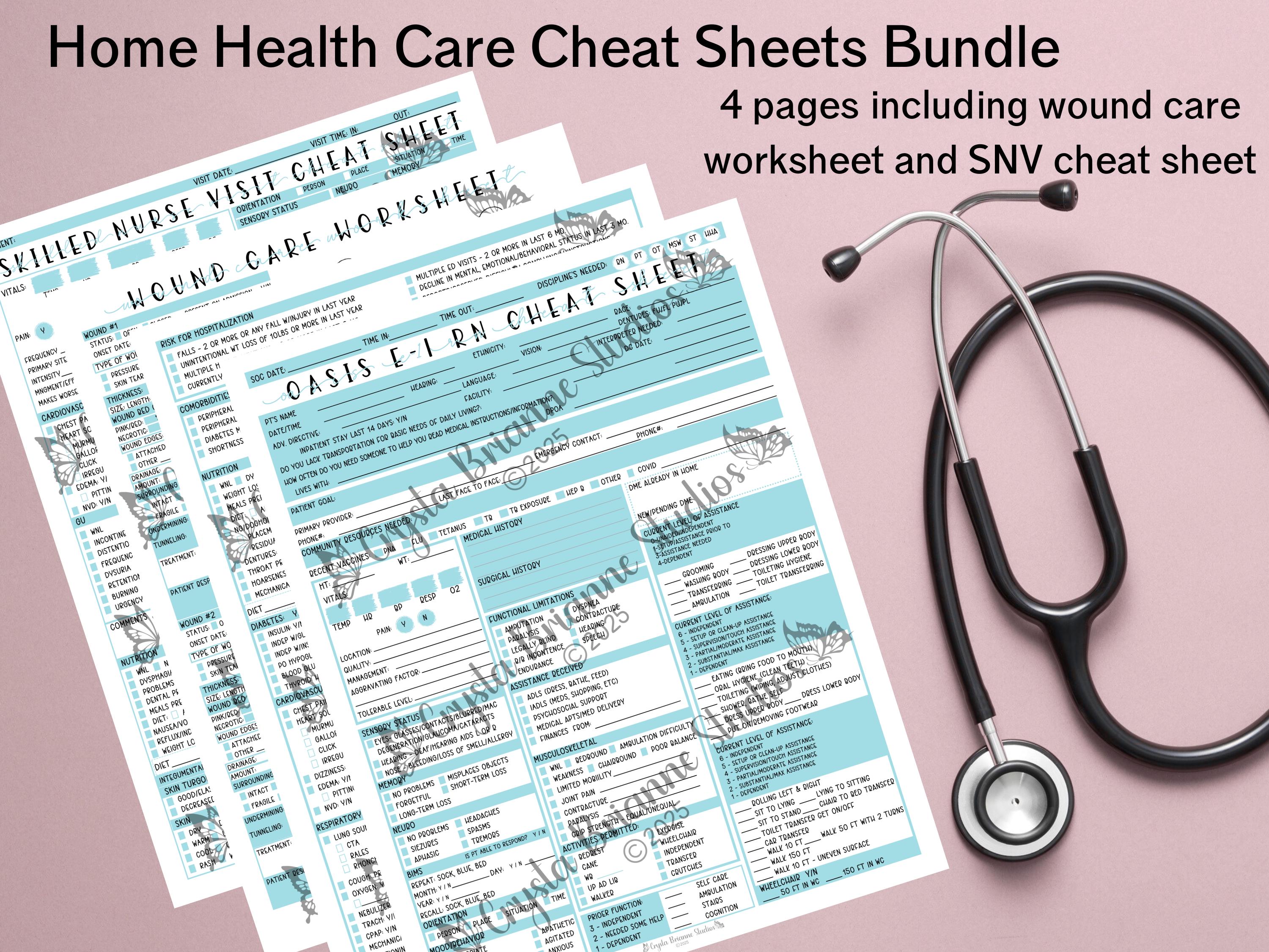 Home Health Nursing Documentation Bundle: OASIS Soc, Wound, SNV