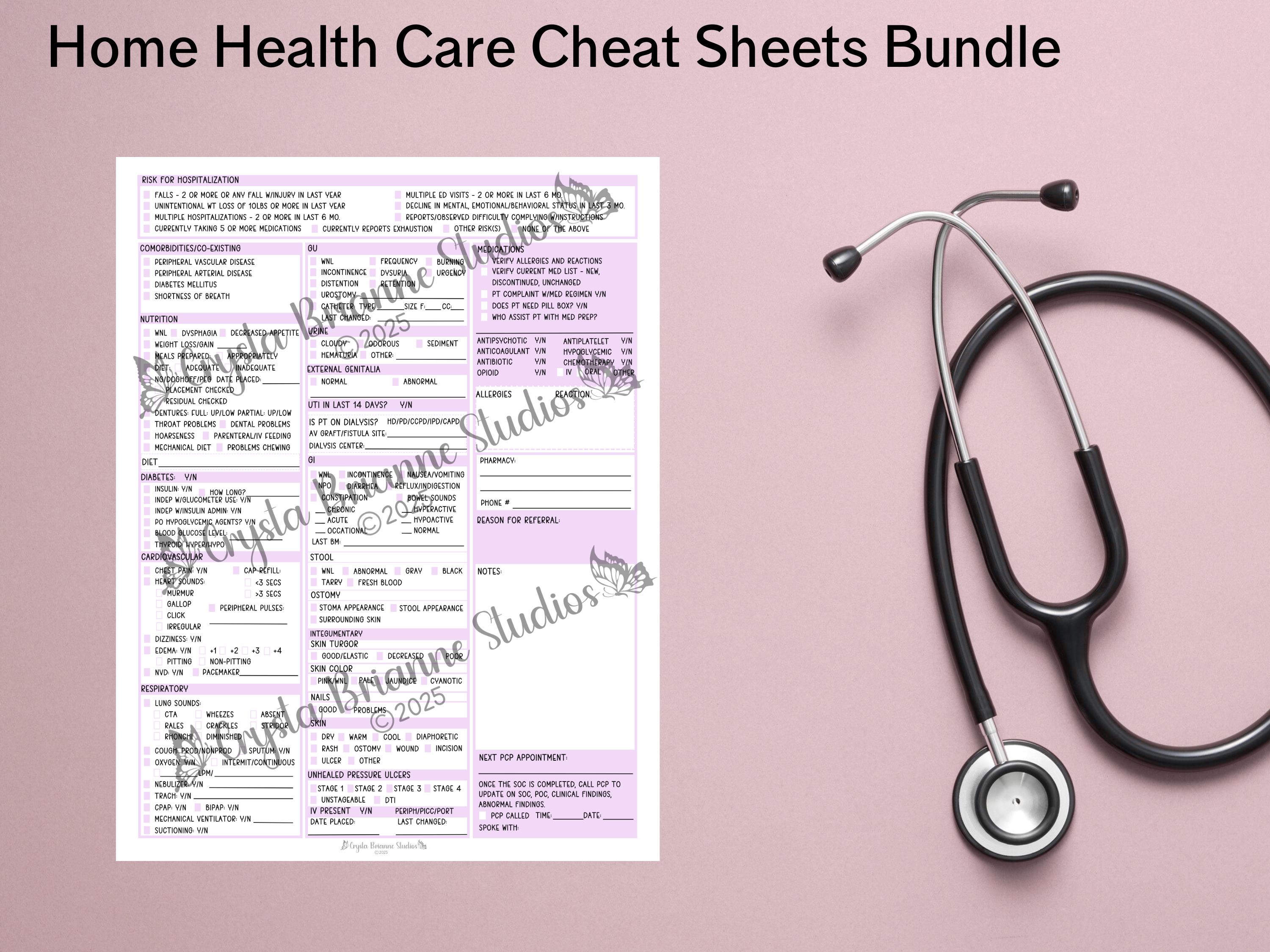 Home Health Nursing Documentation Bundle: OASIS Soc, Wound, SNV ...