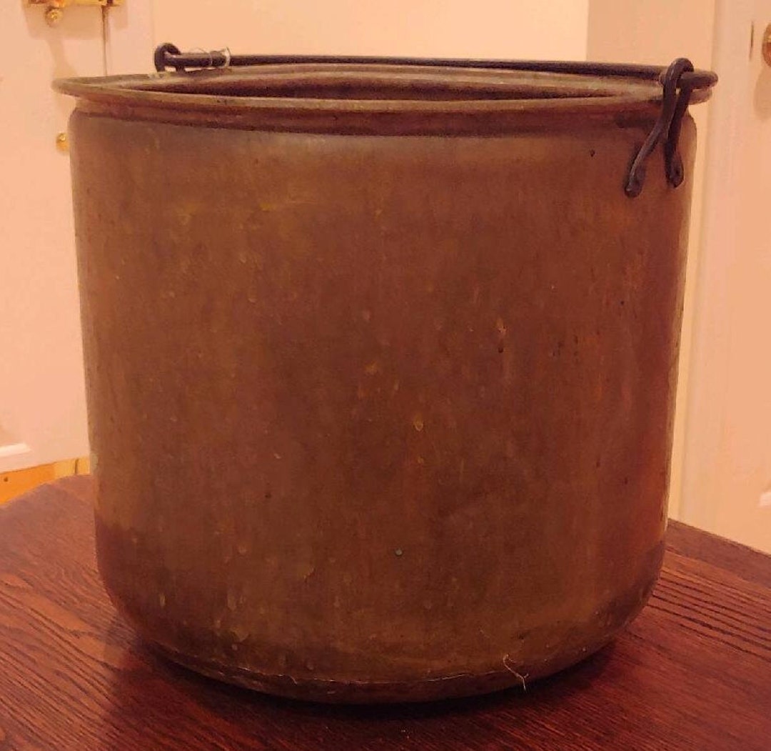 Antique Brass Bucket With Handle Etsy