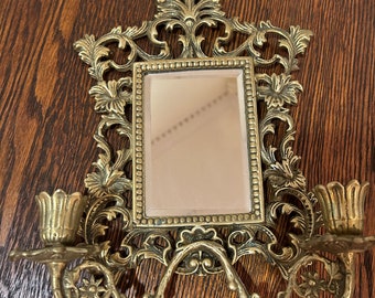 Vintage Wall Mirror with Candle Holders