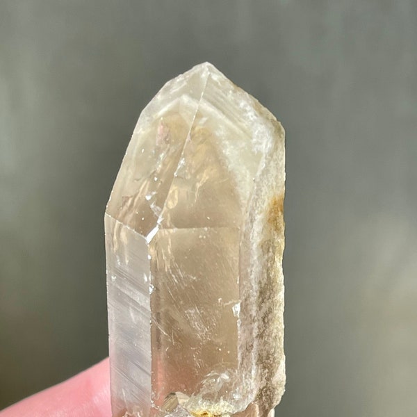 Smoky Quartz Point with Kaolinite Phantom Inclusion