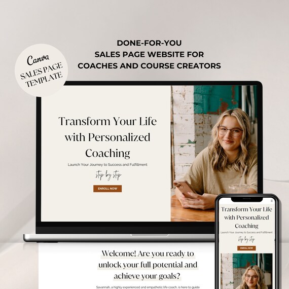 Canva Sales Page Template: Coaching Course Website